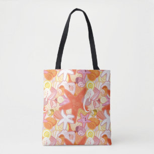 Pastel Sea Creature Pattern Tote Bag