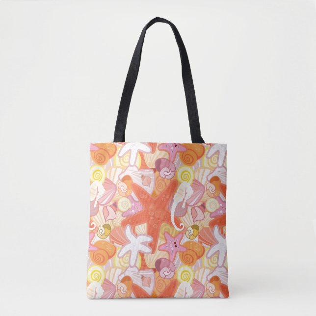 Pastel Sea Creature Pattern Tote Bag (Front)