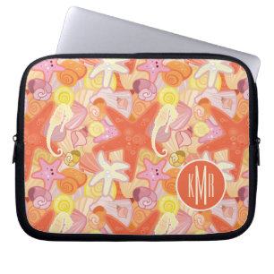 Pastel Sea Creatures Monogram Laptop Sleeve