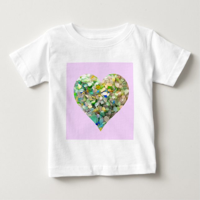 Pastel Sea Glass Heart In Pink Baby T-Shirt (Front)