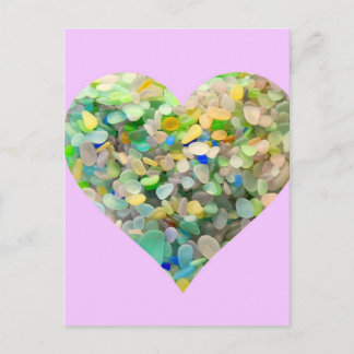 Pastel Sea Glass Heart In Pink Postcard