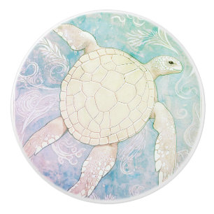 Pastel Sea Turtle Light Colourful Ocean Ceramic Knob