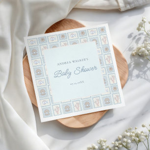 Pastel Sea You Soon Baby Ocean Stamps Baby Shower Napkin