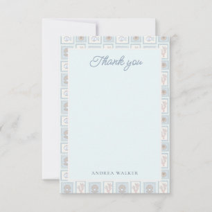 Pastel Sea You Soon Baby Ocean Stamps Baby Shower Thank You Card