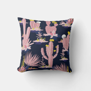 Pastel Seamless pattern vintage summer cactus on d Cushion