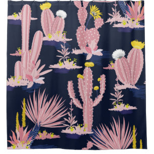 Pastel Seamless pattern vintage summer cactus on d Shower Curtain