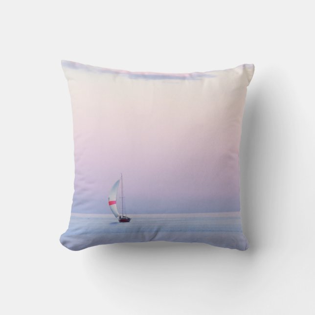 Pastel Seascape with a Sailboat Cushion (Front)