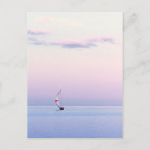 Pastel Seascape with a Sailboat Postcard