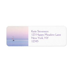 Pastel Seascape with a Sailboat Return Address Label