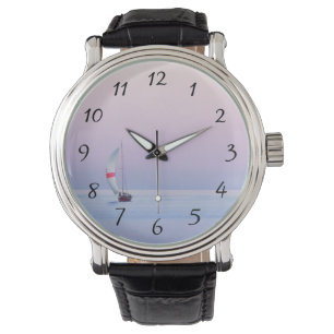 Pastel Seascape with a Sailboat Watch