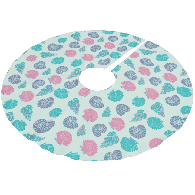 Pastel Seashell Pattern 1 Brushed Polyester Tree Skirt (Angled)