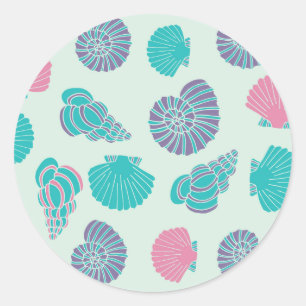 Pastel Seashell Pattern 1 Classic Round Sticker