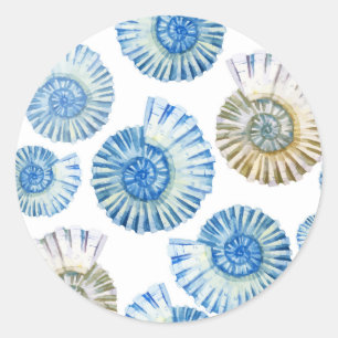 Pastel Seashell Pattern 2 Classic Round Sticker