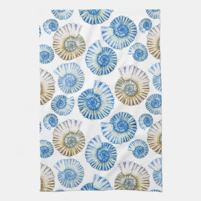 Pastel Seashell Pattern 2 Tea Towel (Vertical)