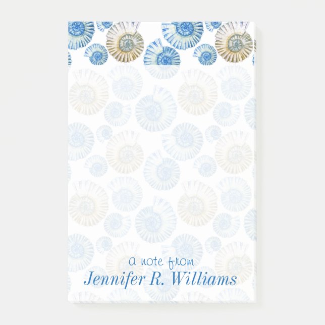 Pastel Seashell Pattern | Add Your Name Post-it Notes (Front)