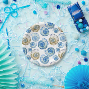Pastel Seashell Pattern Paper Plate