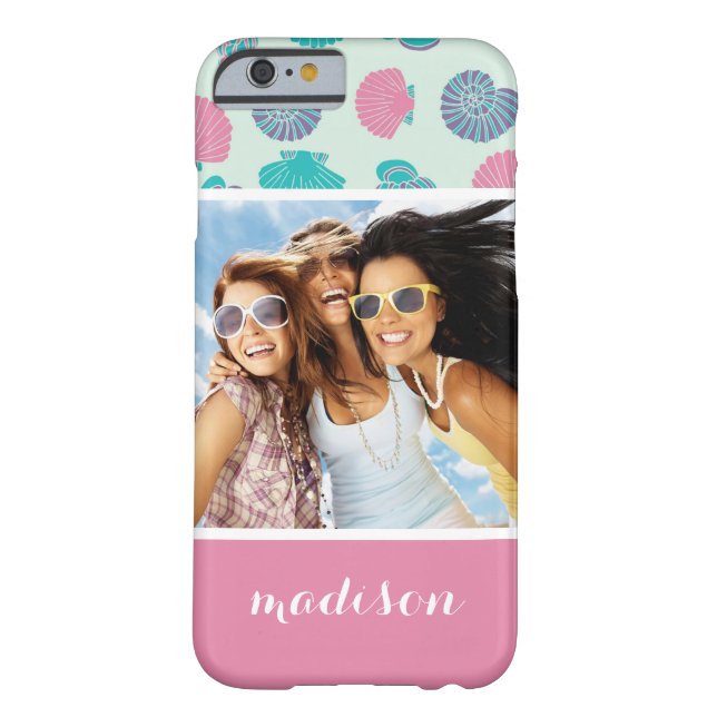 Pastel Seashell Pattern | Your Photo & Name Case-Mate iPhone Case (Back)