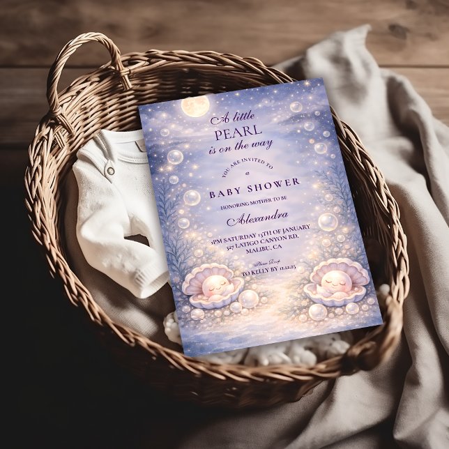 Pastel Seashell Pearl Baby Shower Invitation (Creator Uploaded)