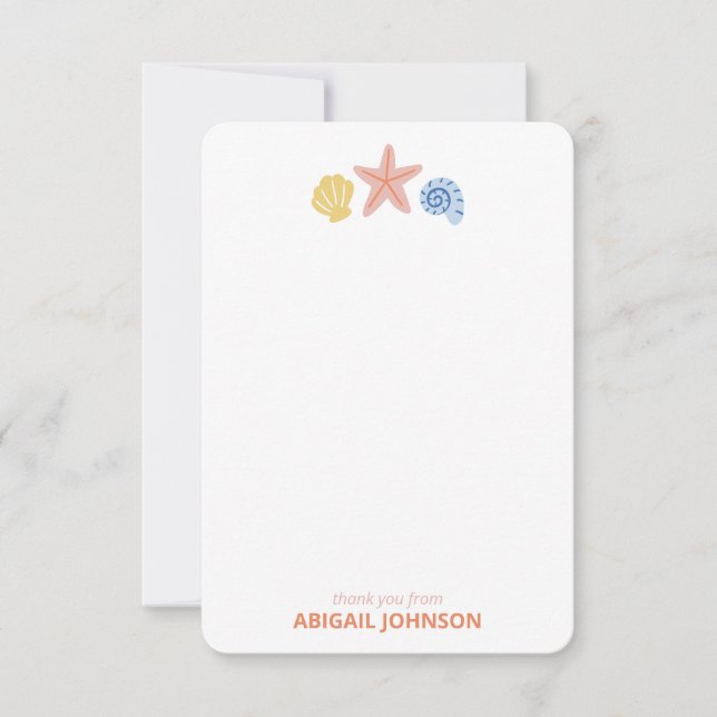 Pastel Seashell Trio Personalised Thank You Card (Front)