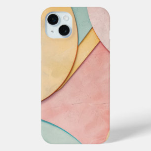 Pastel semi-circular shapes with text space iPhone 15 mini case