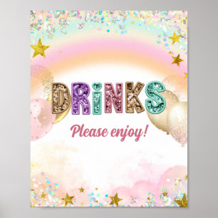 Pastel Sequin Glitter Double Birthday Drinks Sign