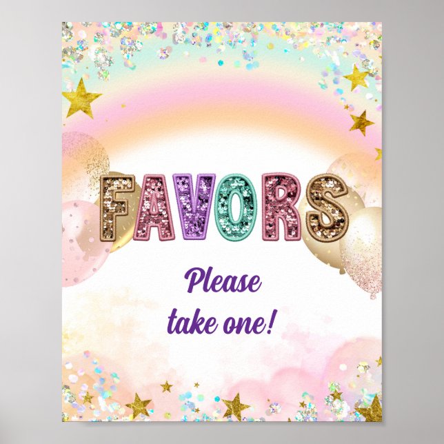 Pastel Sequin Glitter Double Birthday Favour Poste Poster (Front)