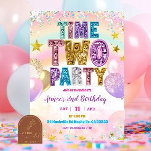 Pastel Sequin Glitter Time TWO Party Invitation
