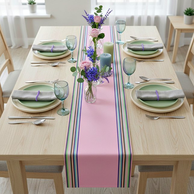 Pastel serape stripes medium table runner (Creator Uploaded)