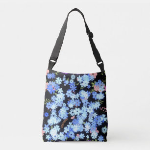 pastel shades floral pattern Black BG Crossbody Bag