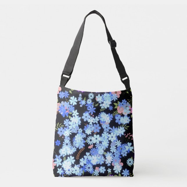 pastel shades floral pattern Black BG Crossbody Bag (Front)