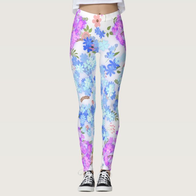 pastel shades floral pattern  leggings (Front)