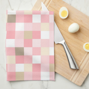 PASTEL SHADES OF PINK & BROWN CUBE PATTERN TEA TOWEL