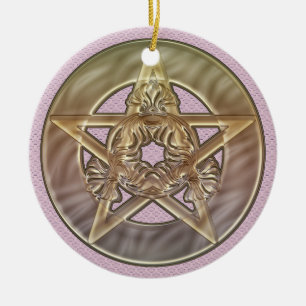Pastel Shades Pentacle Round Ornament