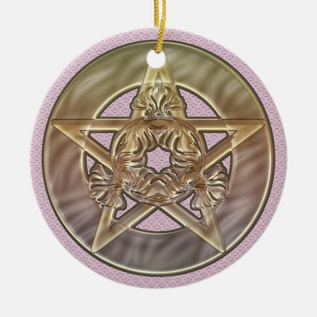 Pastel Shades Pentacle Round Ornament (Front)