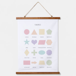Pastel shape learning poster hanging tapestry