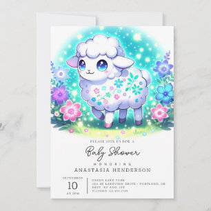 Pastel Sheep Baby Shower Invitation