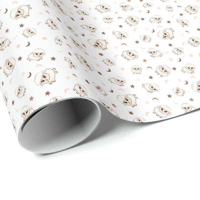 Pastel Sheep Pattern Wrapping Paper (Roll Corner)