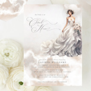 Pastel She's On Cloud Nine Dreamy Bridal Shower Invitation