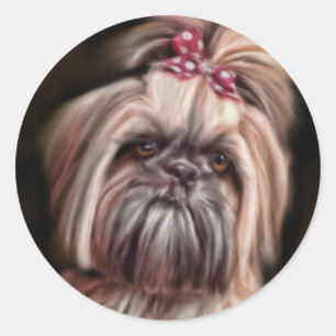 Pastel Shih Tzu Classic Round Sticker