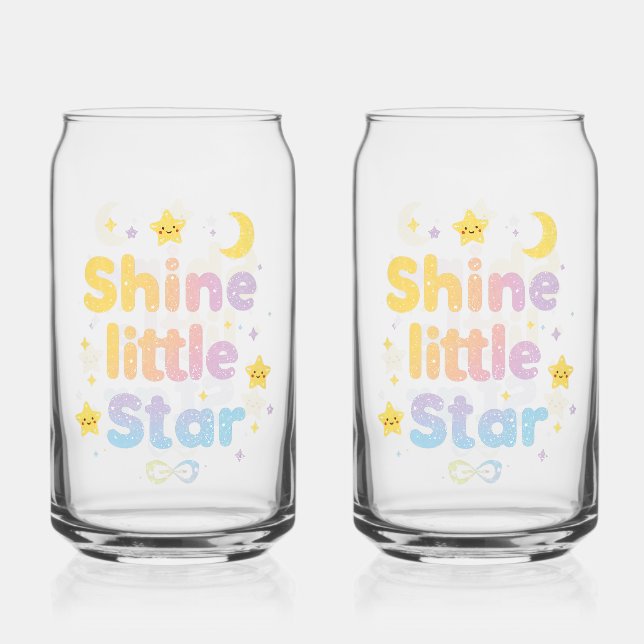 Pastel "Shine Little Star" Celestial Can Glass (Front)