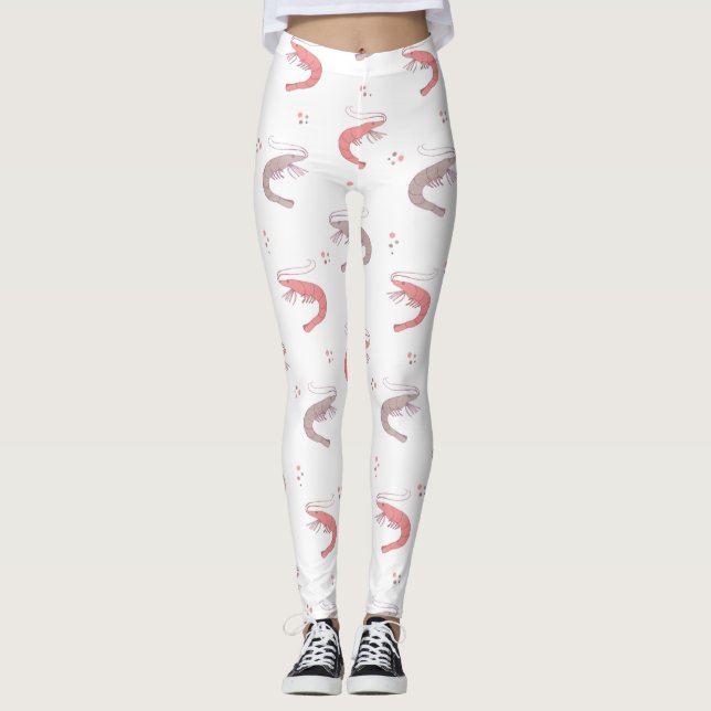 Pastel Shrimps Pattern Leggings (Front)