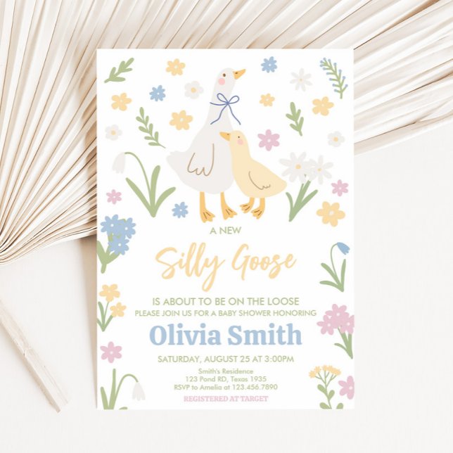 Pastel Silly Goose Baby Shower Invitation (Silly Goose Baby Shower Invitation)
