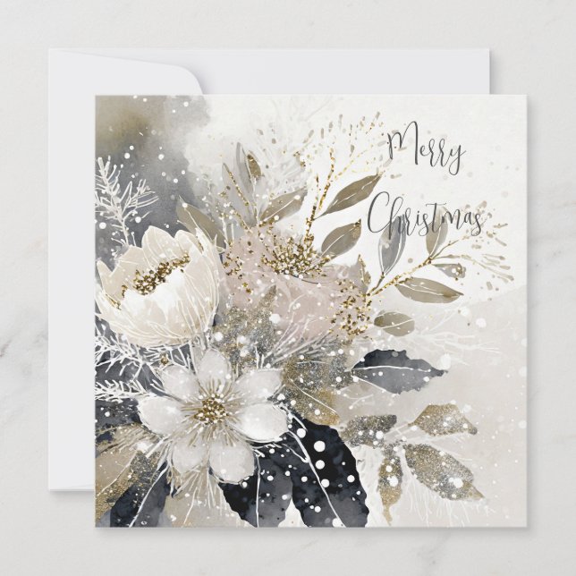 Pastel silver and gold Christmas spray custom Holiday Card (Front)