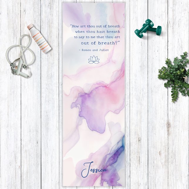 Pastel Simple Abstract Watercolor Breath Quote Gym Yoga Mat (Creator Uploaded)