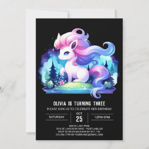 Pastel Simple Horse Birthday Invitation