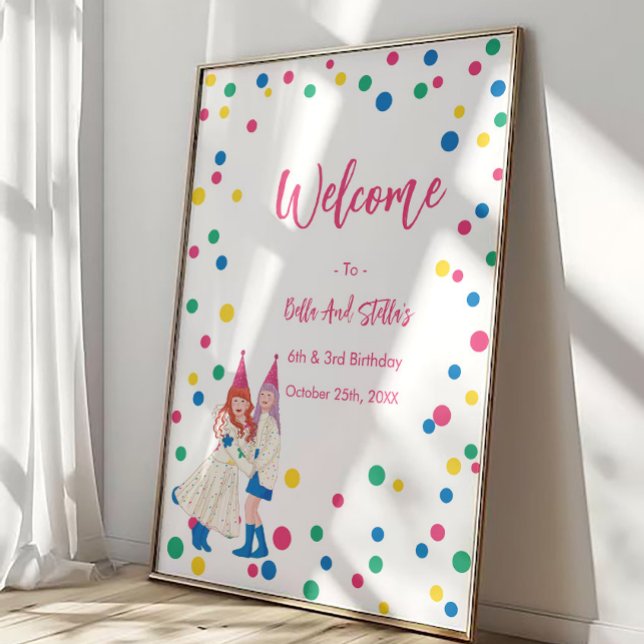 Pastel Sisters Joint Birthday Party Poster (Creator Uploaded)