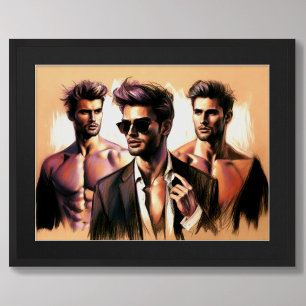 Pastel Sketch Attractive Men III Poster