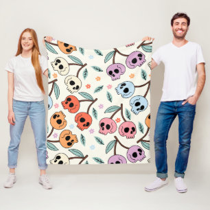 Pastel Skull Artistic and Whimsical Design Fleece Blanket