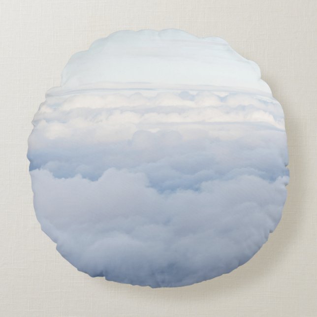Pastel Sky and Fluffy Clouds Dream 1 Round Cushion (Front)