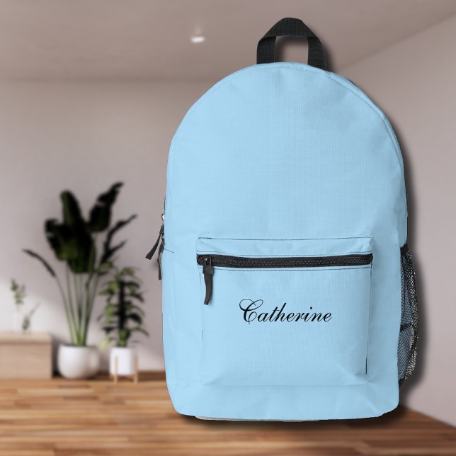 Pastel Sky | Black Personalised Name  Printed Backpack (Creator Uploaded)